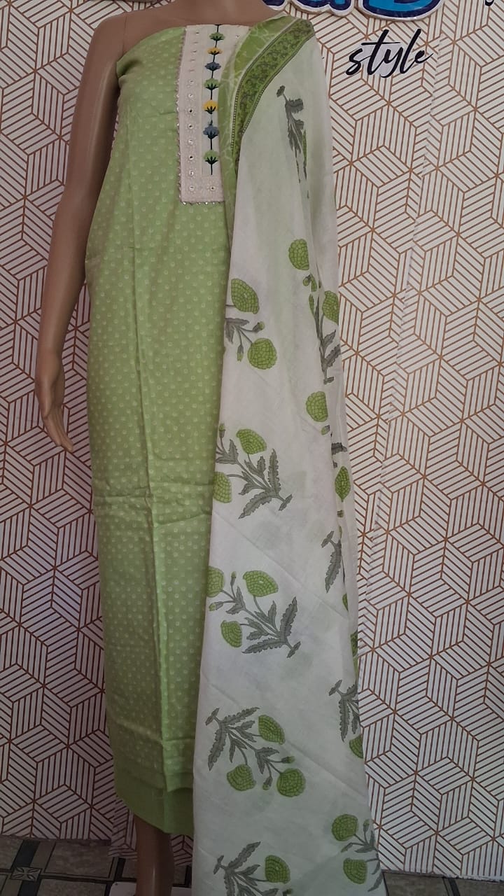 cotton unstitched set  